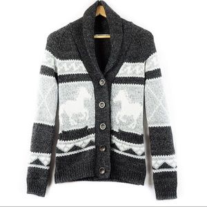 Bluenotes Black and White Cardigan Sweater